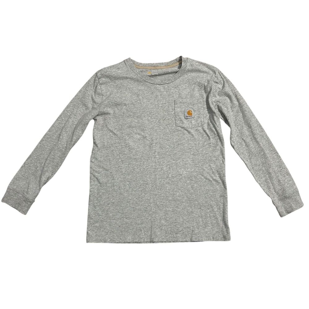 Carhartt Youth Boy Size Large 14/16 Dog Born to Hunt Gray Long Sleeve T-Shirt